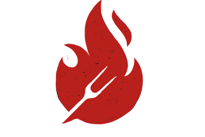 Red flame icon on a white background